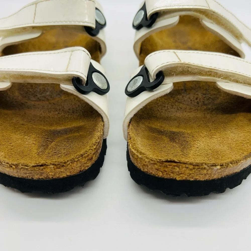 BIRKIES UNISEX WHITE VELCRO SLIP ON SANDALS SIZE W6 M4 - Picture 9 of 14